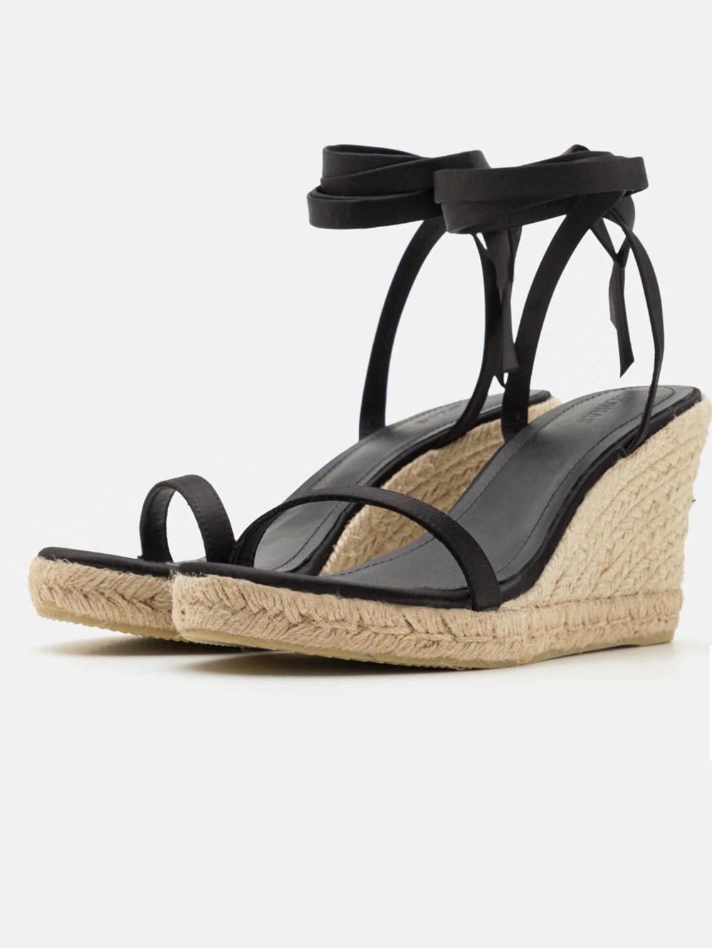 Alohas Black Ankle-Tie Espadrille Wedge Sandals